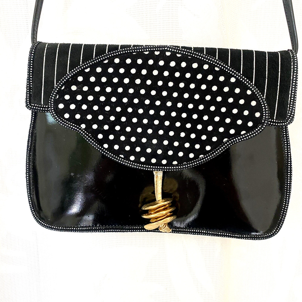 Susan Gail Roberto Ricci Bag Shoulder Small Black Flap Patent Leather Su…